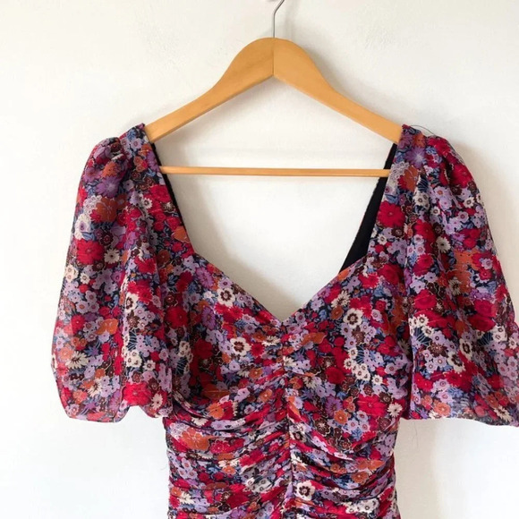 Zara Ruched Floral  Mini Dress Blogger Fav Floral Sz XS - Picture 5 of 9
